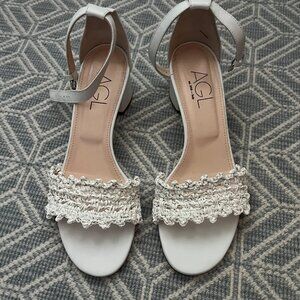 AGL Women's (Size 39 = 8 US) Ankle Strap White Sandal
